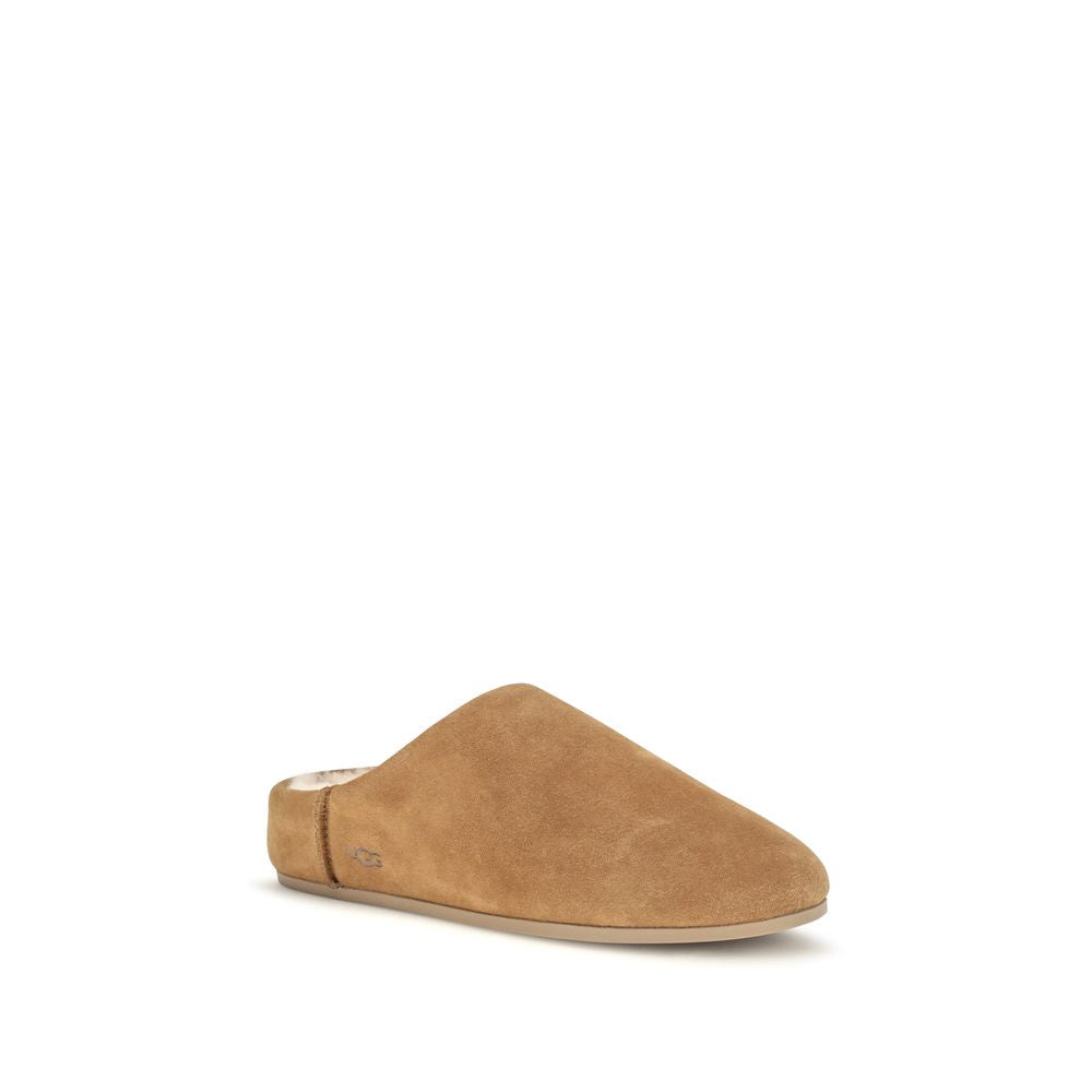 Beige Leather Mules