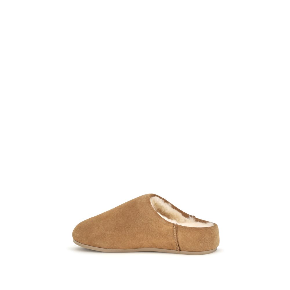 Beige Leather Mules