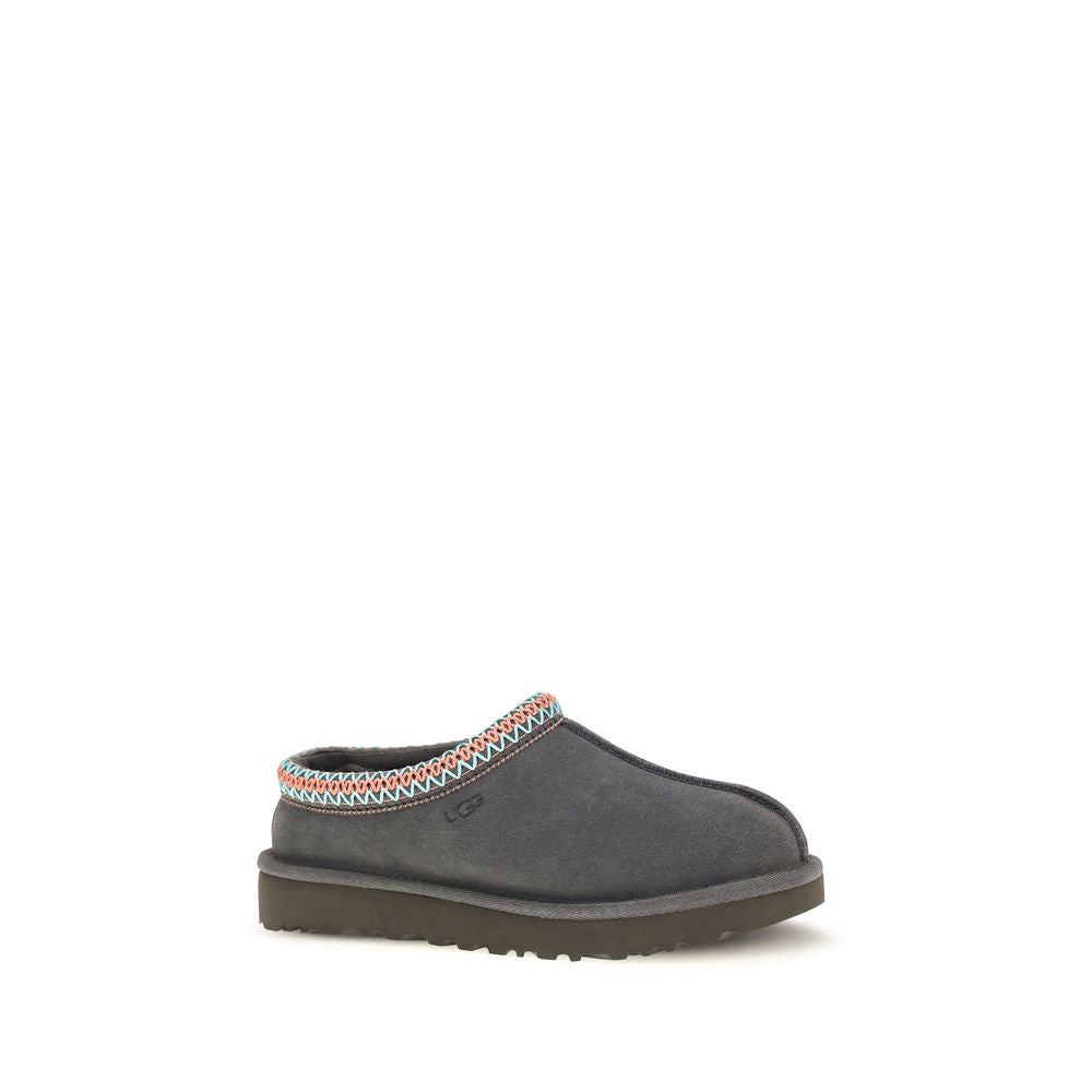 Gray Leather Mules