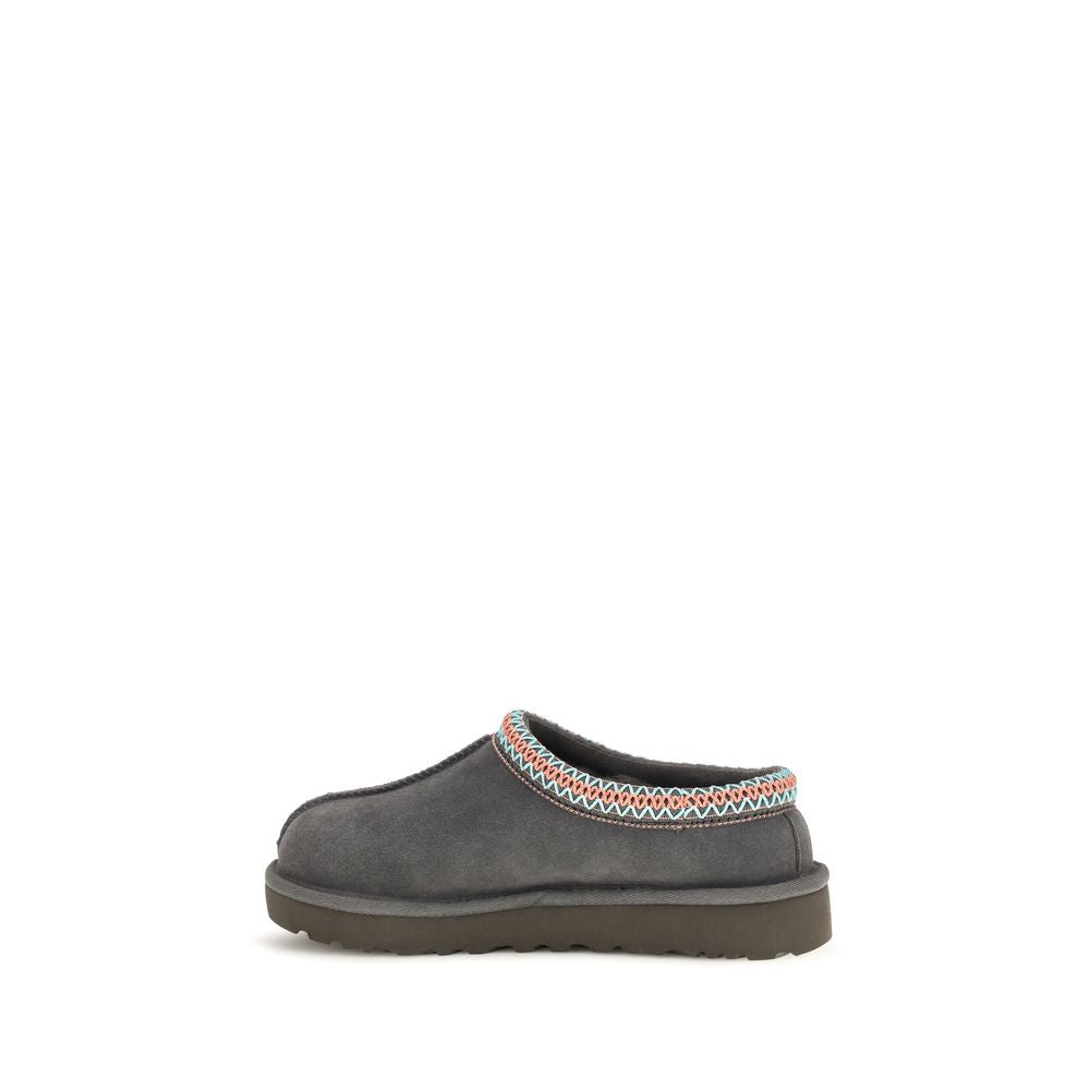 Gray Leather Mules