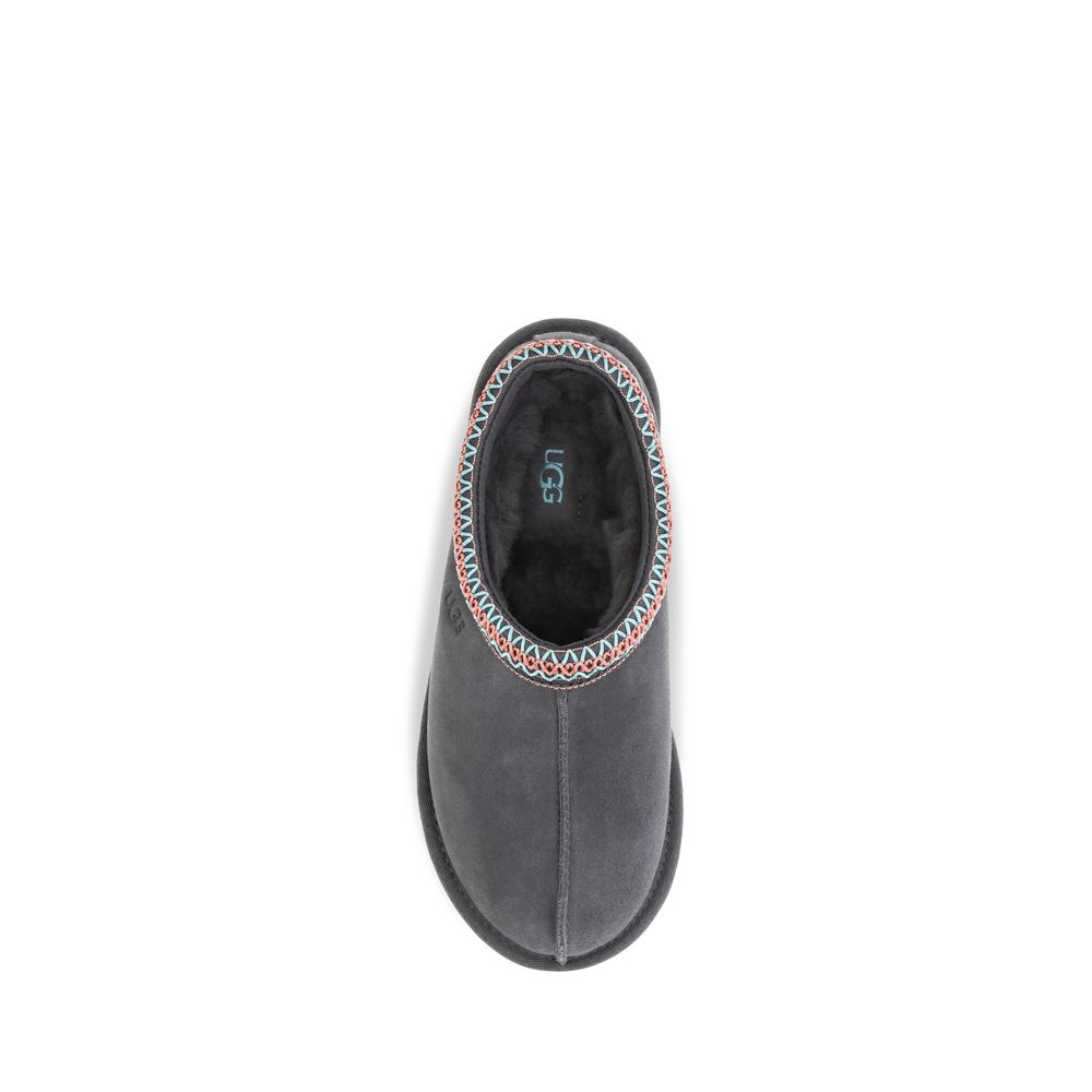 Gray Leather Mules
