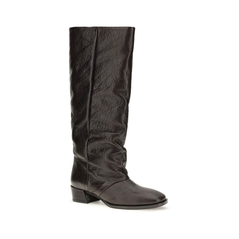Brown Calf Leather Bos Taurus Flat Boots