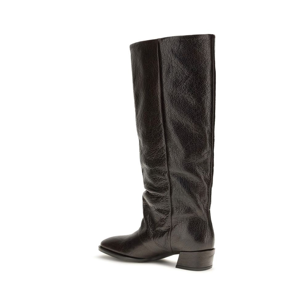 Brown Calf Leather Bos Taurus Flat Boots