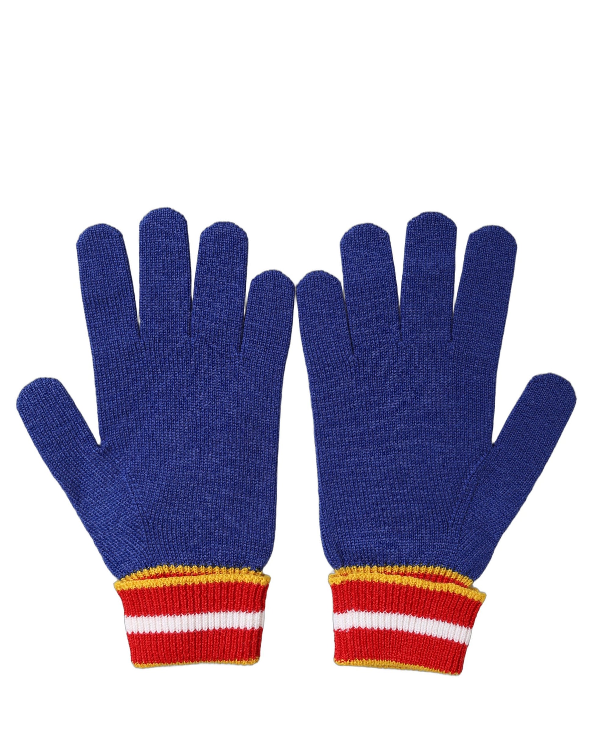 Blue Striped Wool DG Logo Embroidered Gloves