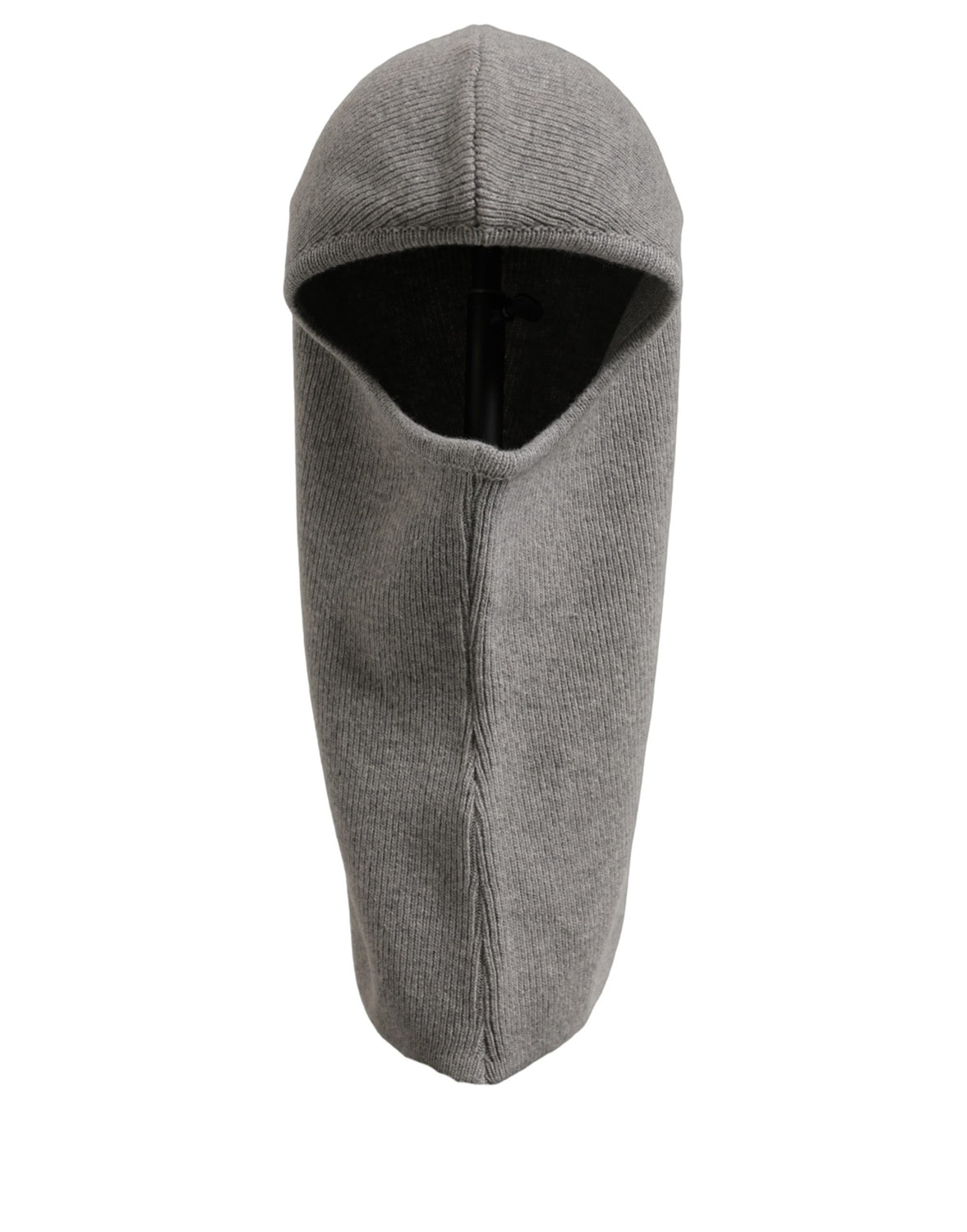 Men Grey Wool Ribbed Knit Balaclava Wrap One Size Hat