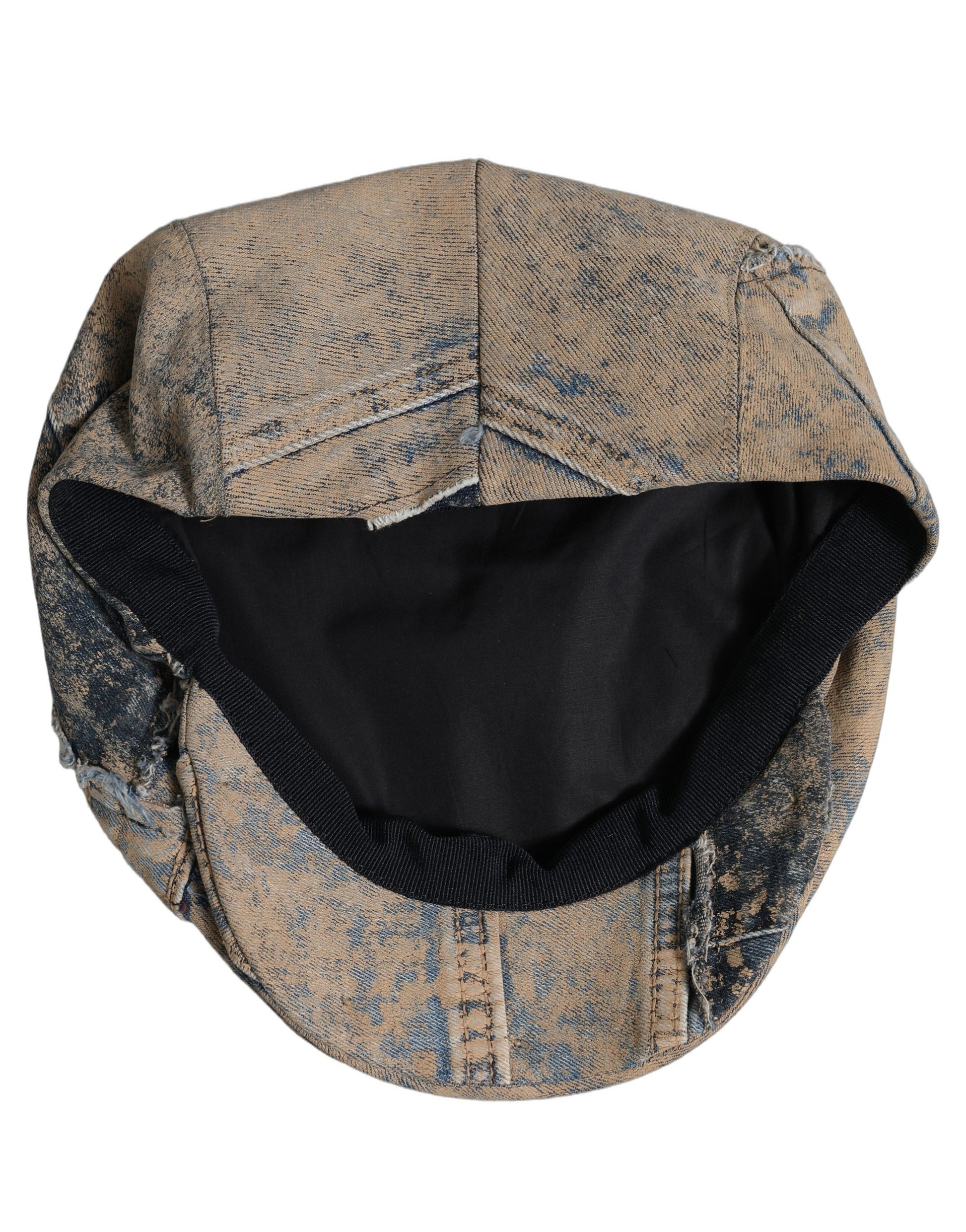 Brown Cotton Denim Newsboy Capello Cabbie Hat