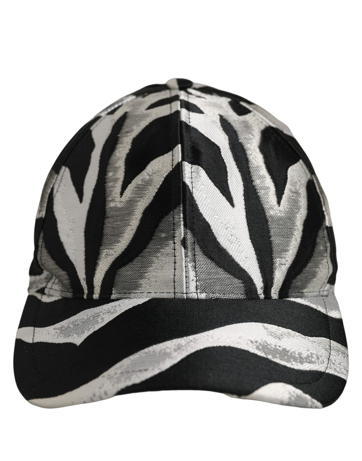 Men Black Silver Zebra Pattern Baseball Cap Hat