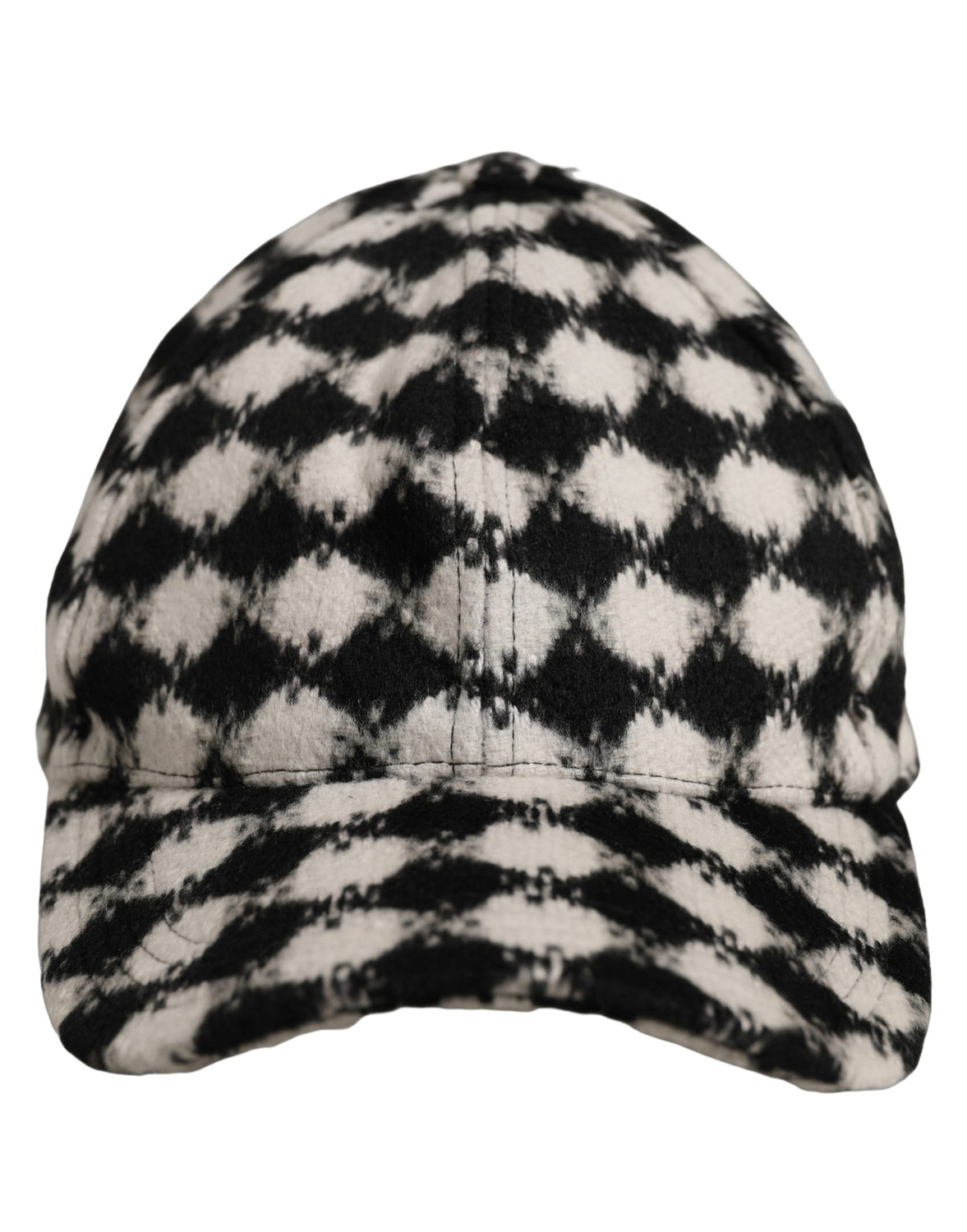 Men Black White Diamond Wool Baseball Cap Hat