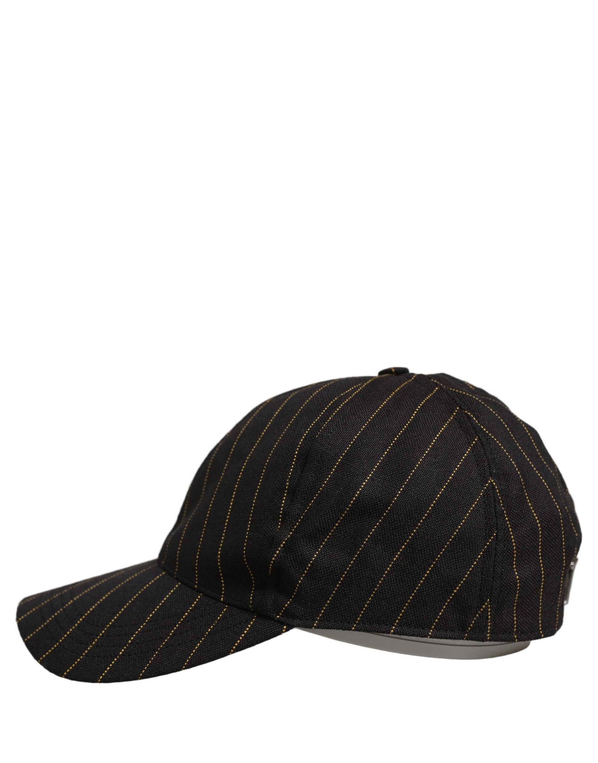 Black Gold Pinstriped Cotton Baseball Cap Hat