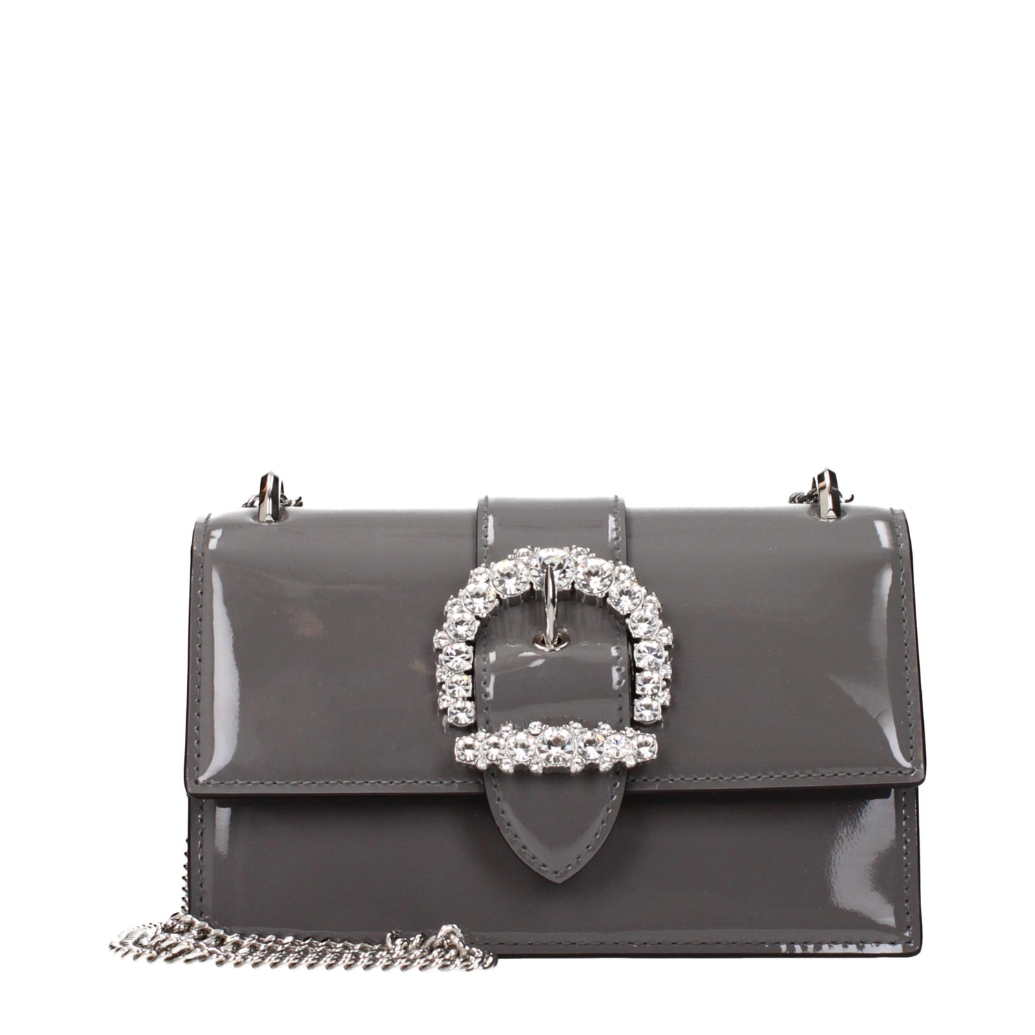 Gray Leather Shoulder Bag