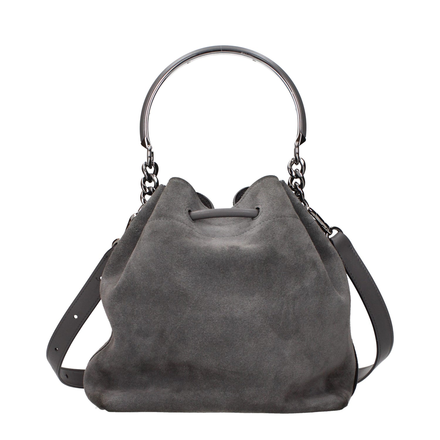 Gray Leather Handbag