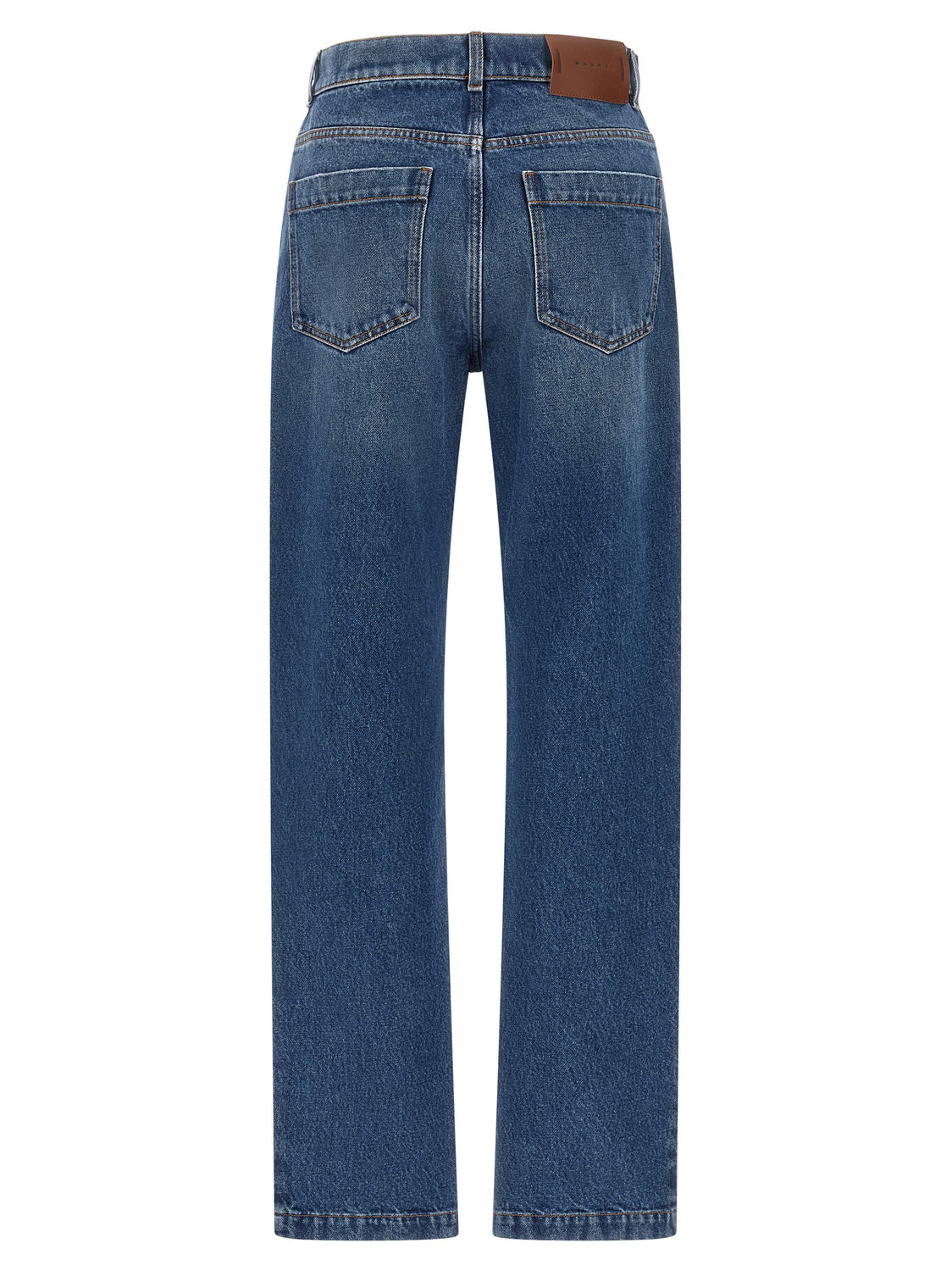 Blue Cotton Straight-Leg Jeans