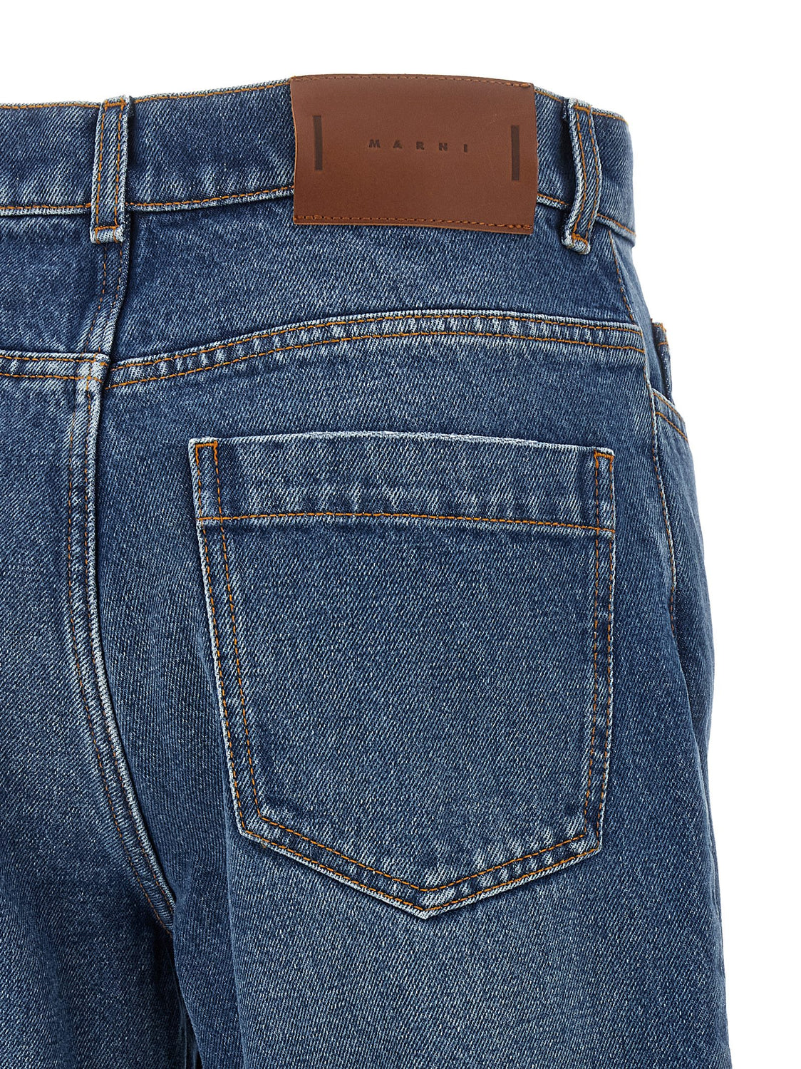 Blue Cotton Straight-Leg Jeans