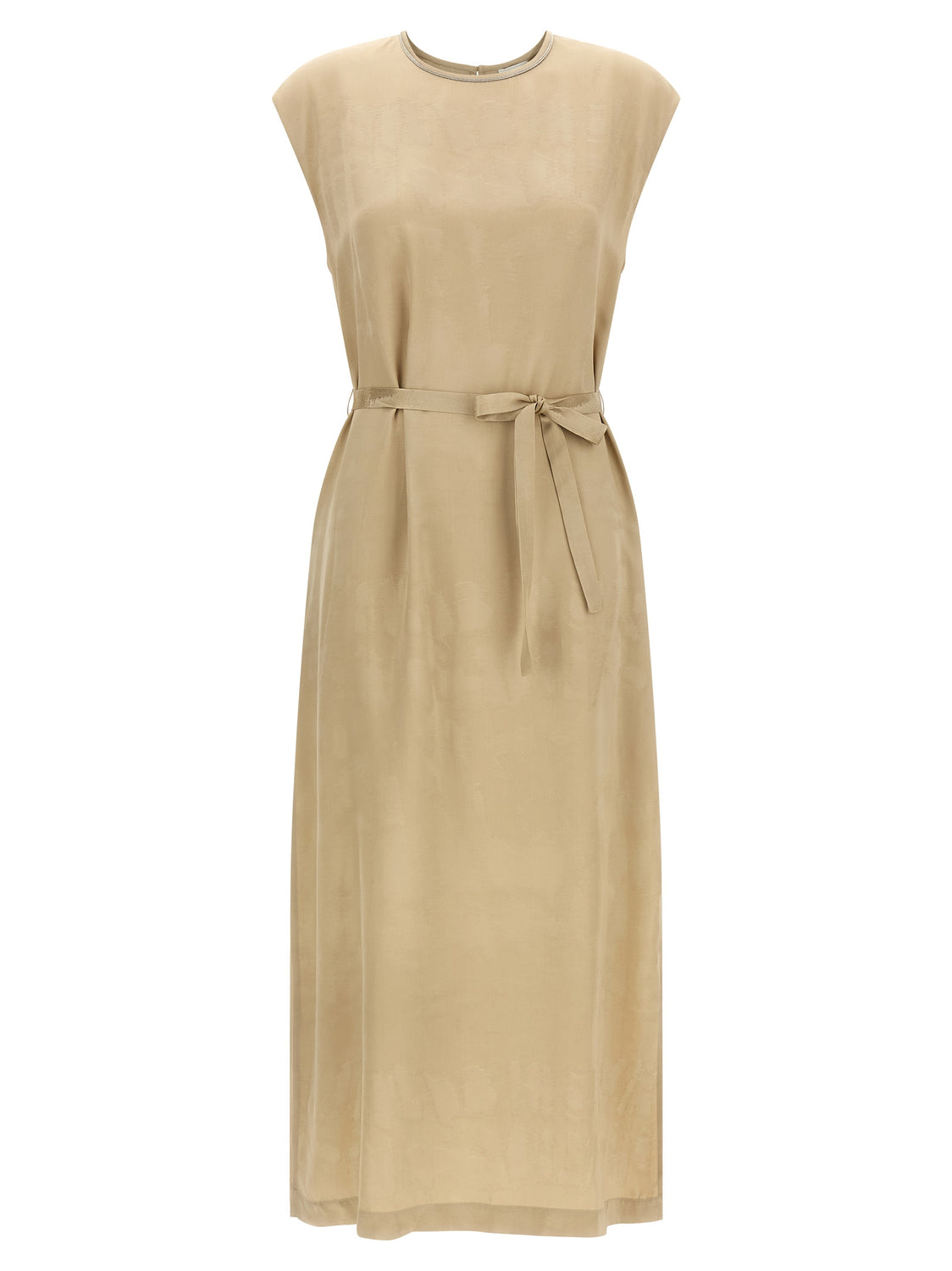 Beige Viscose Midi Dress