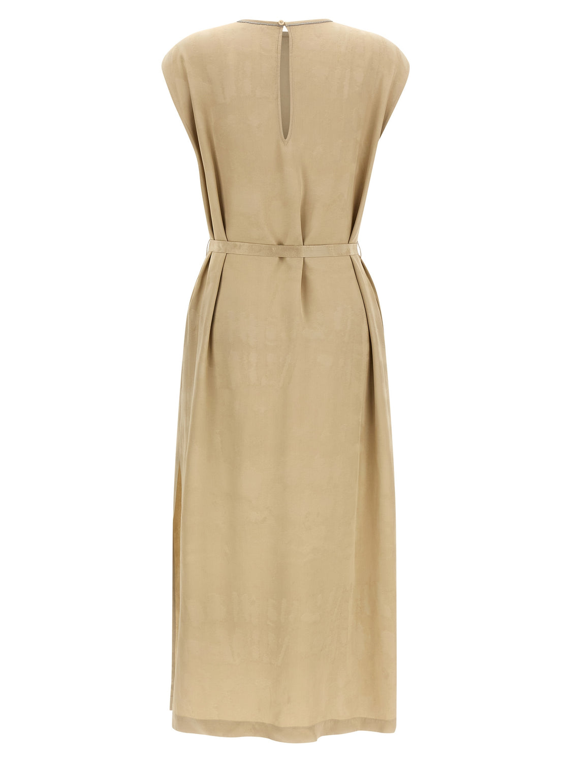 Beige Viscose Midi Dress