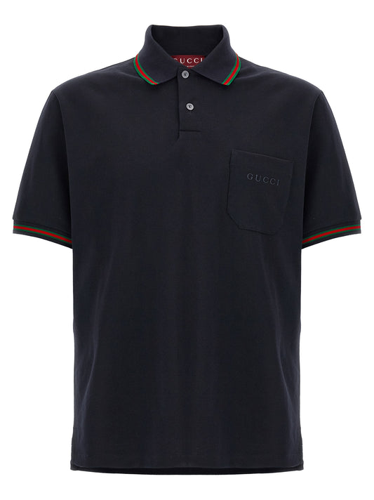 Blue Cotton Polo Shirt