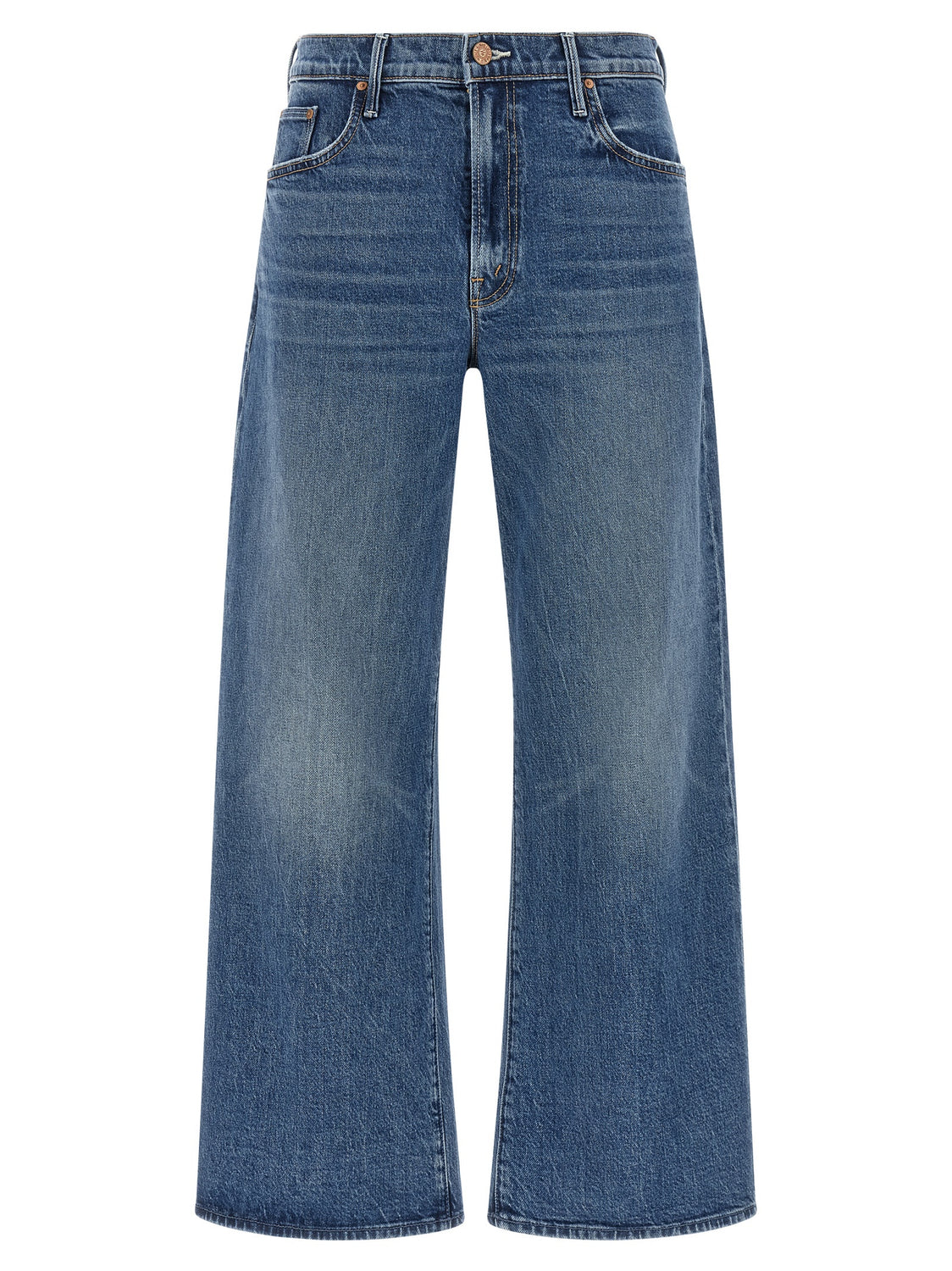 Blue Cotton Cropped Jeans