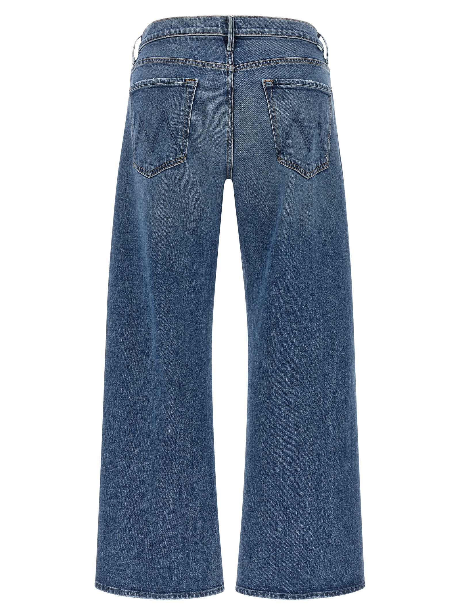 Blue Cotton Cropped Jeans
