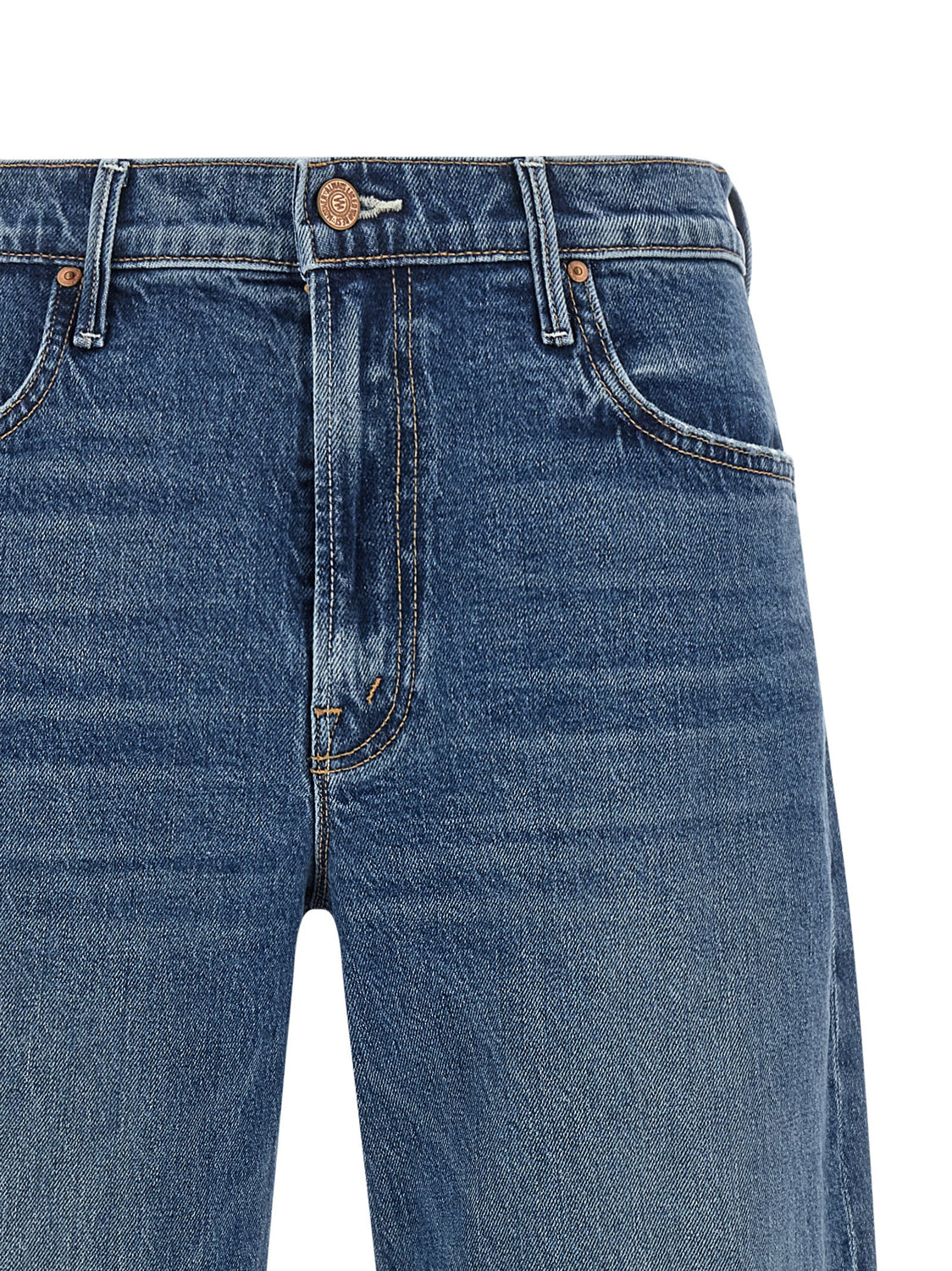 Blue Cotton Cropped Jeans