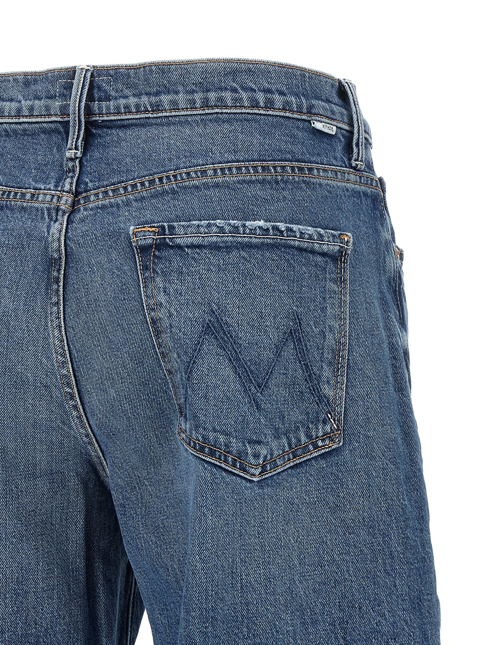 Blue Cotton Cropped Jeans