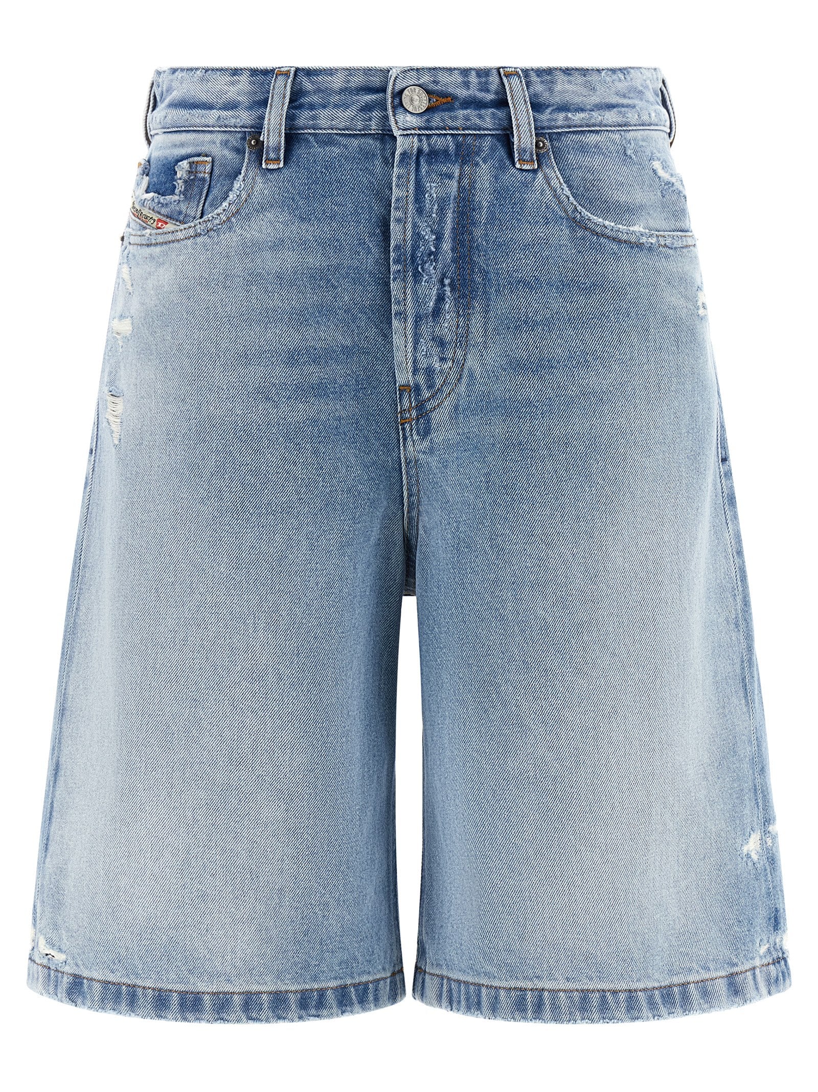 Blue Cotton Bermuda Shorts