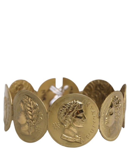 Gold Tone Brass Coin Metal Waist Cintura Belt