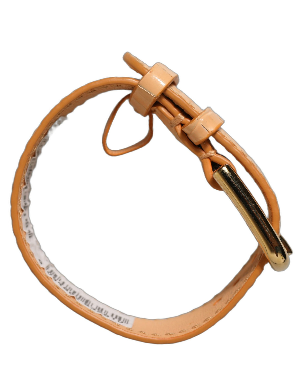 Beige Embossed Leather Gold Buckle Belt Strap Bracelet