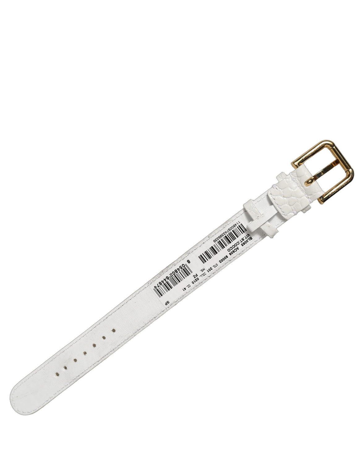 White Embossed Leather Gold Buckle Belt Strap Bracelet