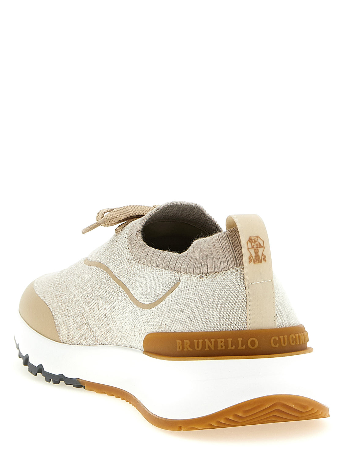 Beige Cotton Athletic Sneakers