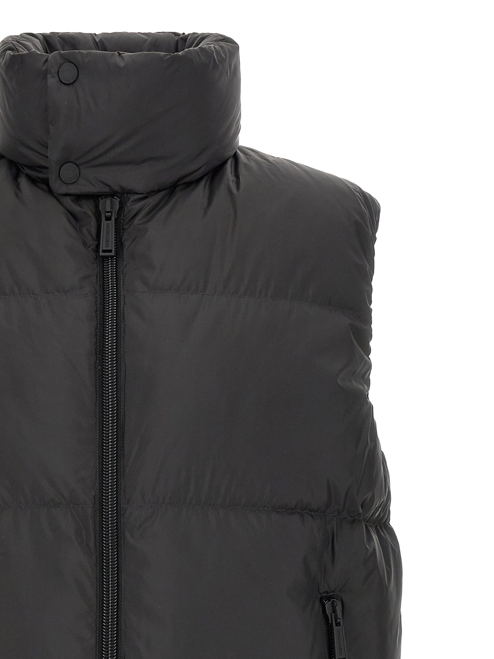 Black Polyester Sleeveless Jacket
