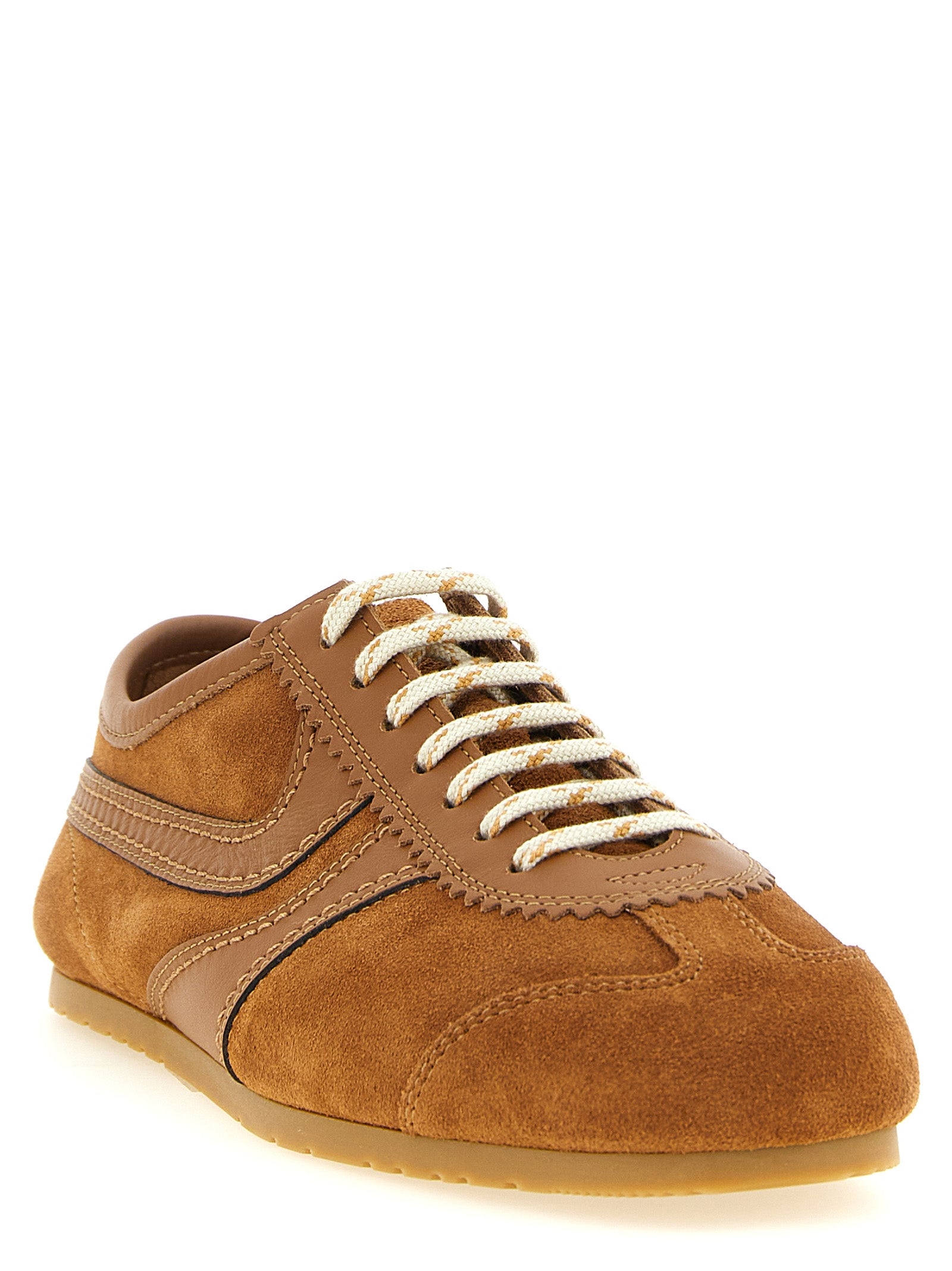 Brown Calfskin Low Top Sneakers