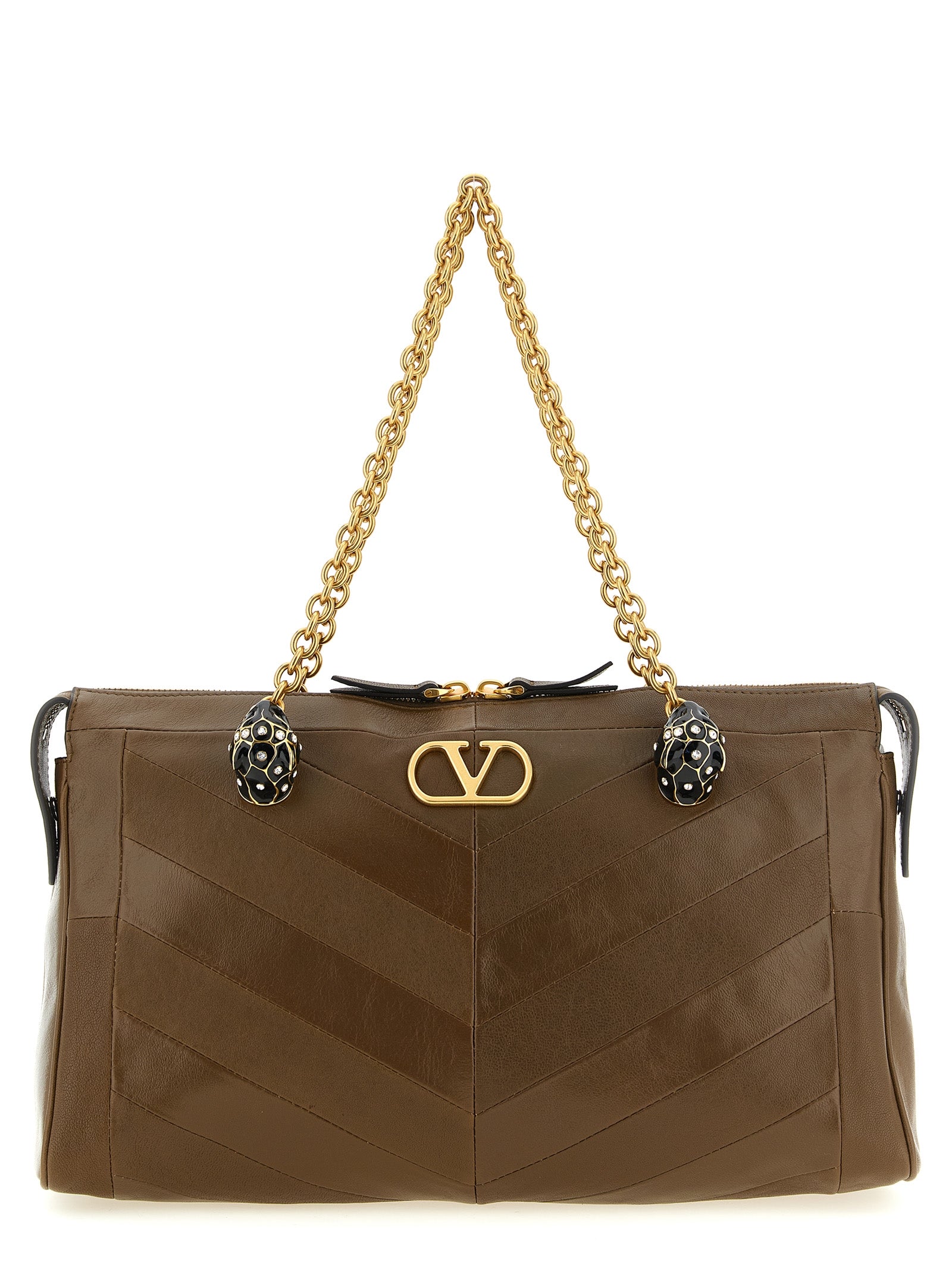 Brown Lamb Leather Shoulder Bag