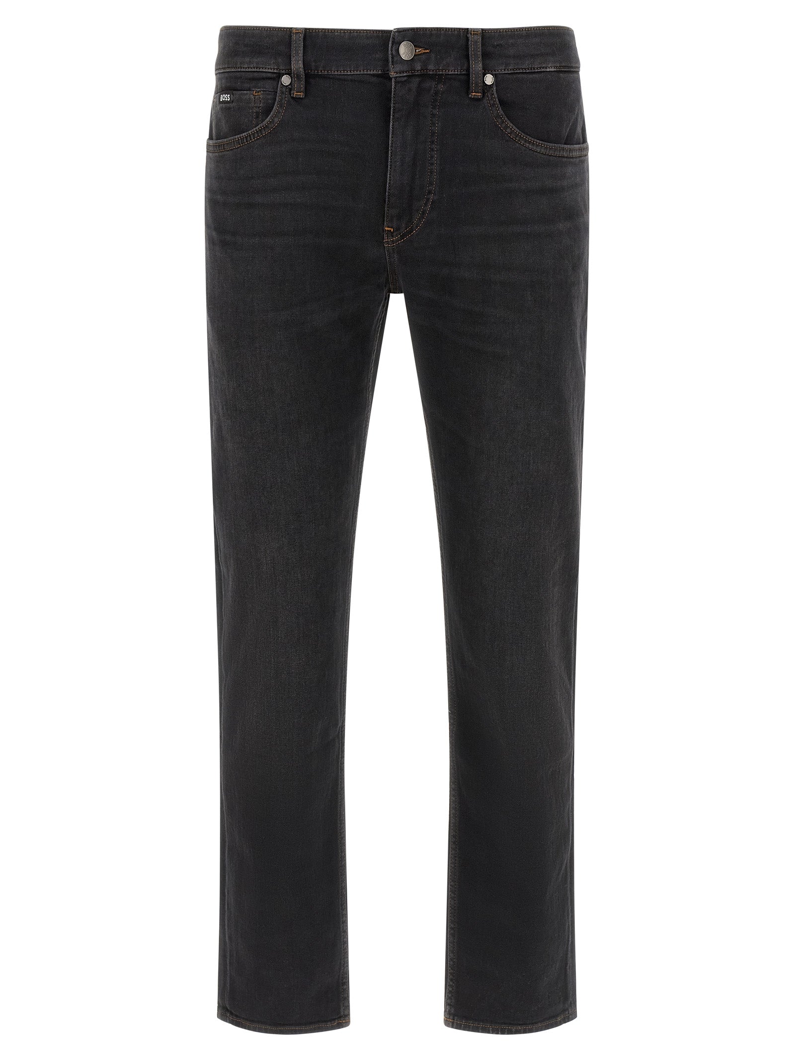 Black Cotton Straight-Leg Jeans