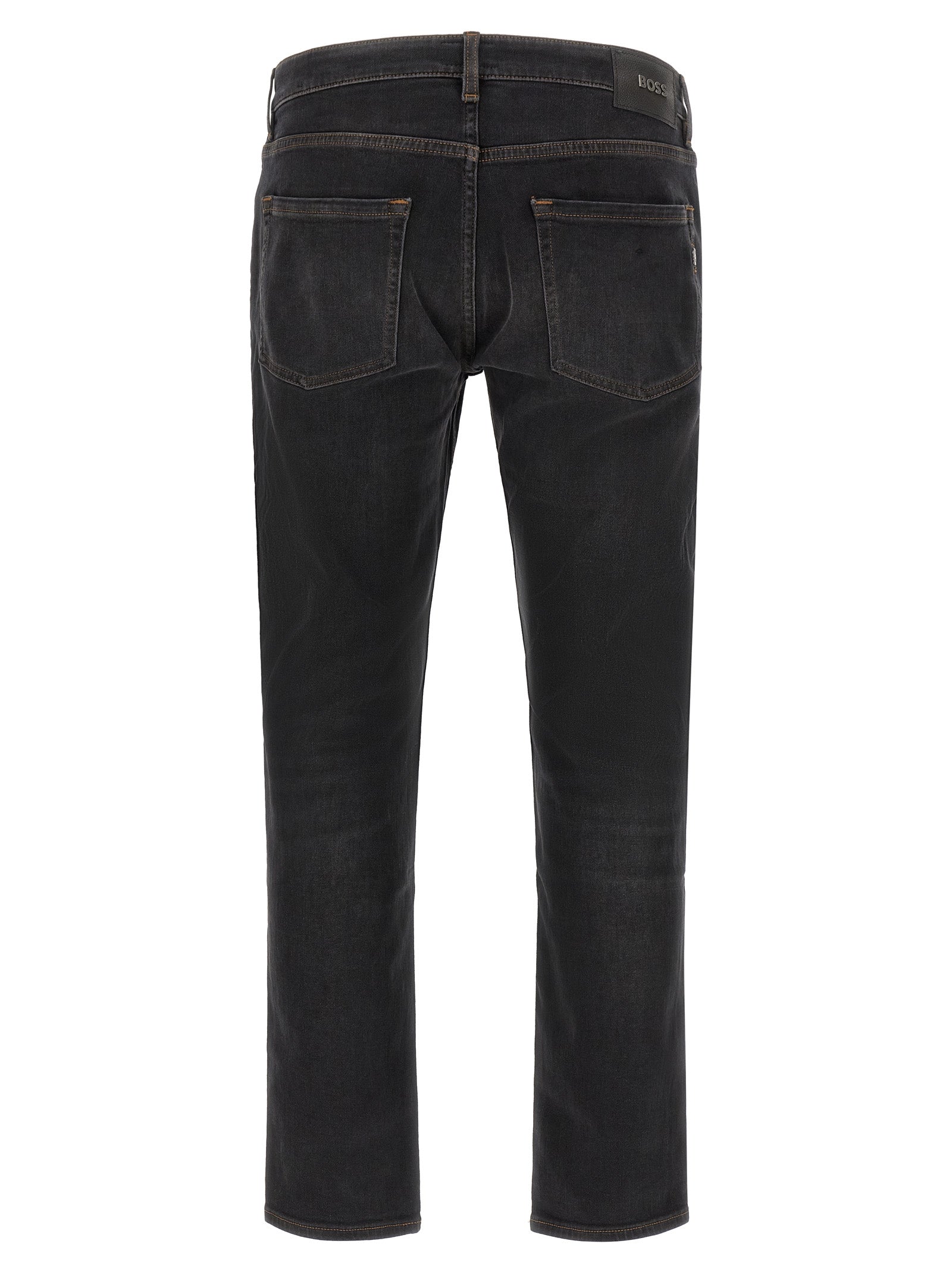 Black Cotton Straight-Leg Jeans