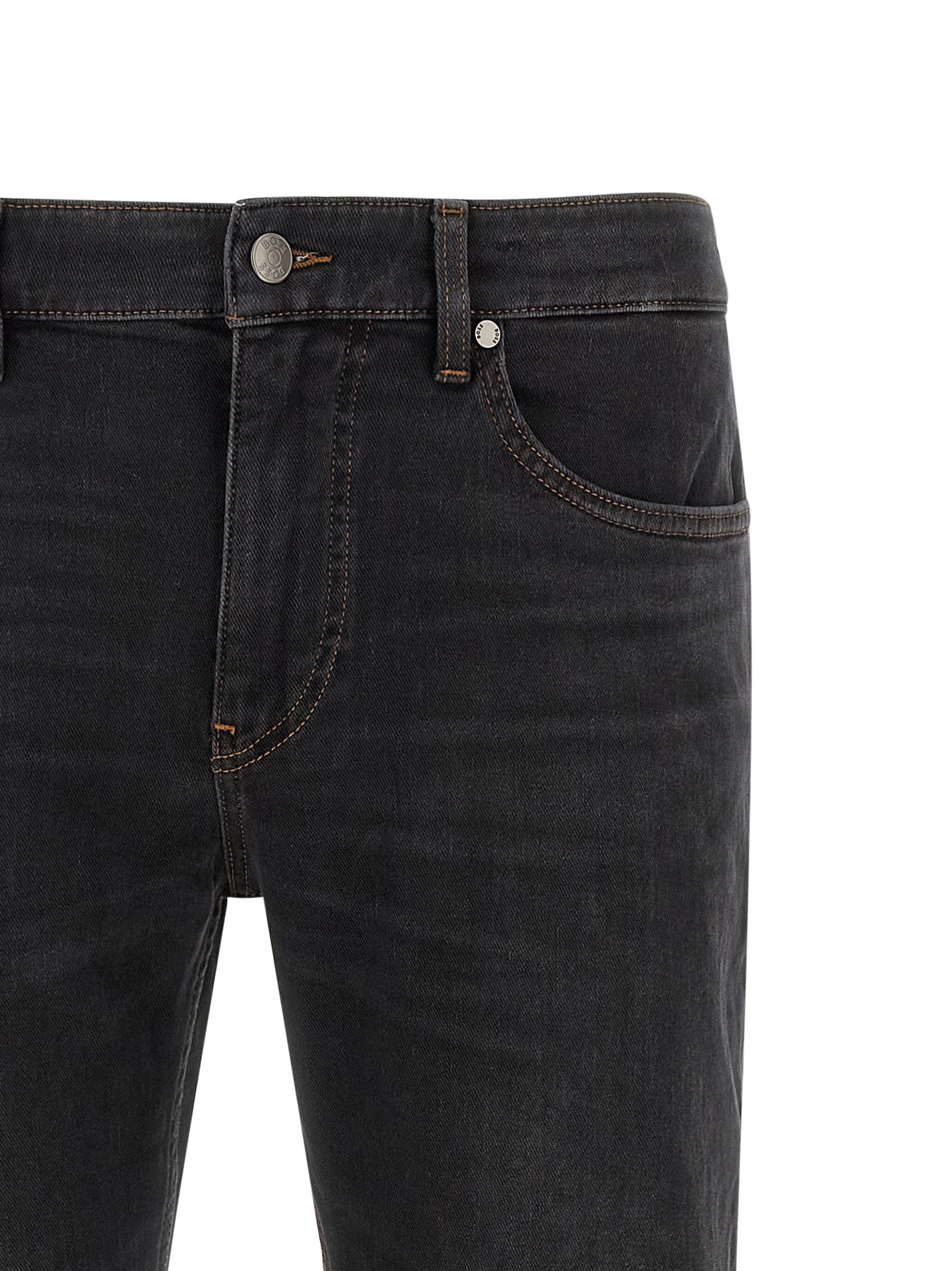 Black Cotton Straight-Leg Jeans