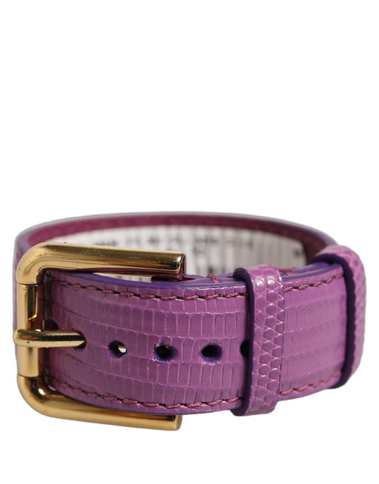 Purple Textured Leather Gold Buckle Belt Strap Bracelet