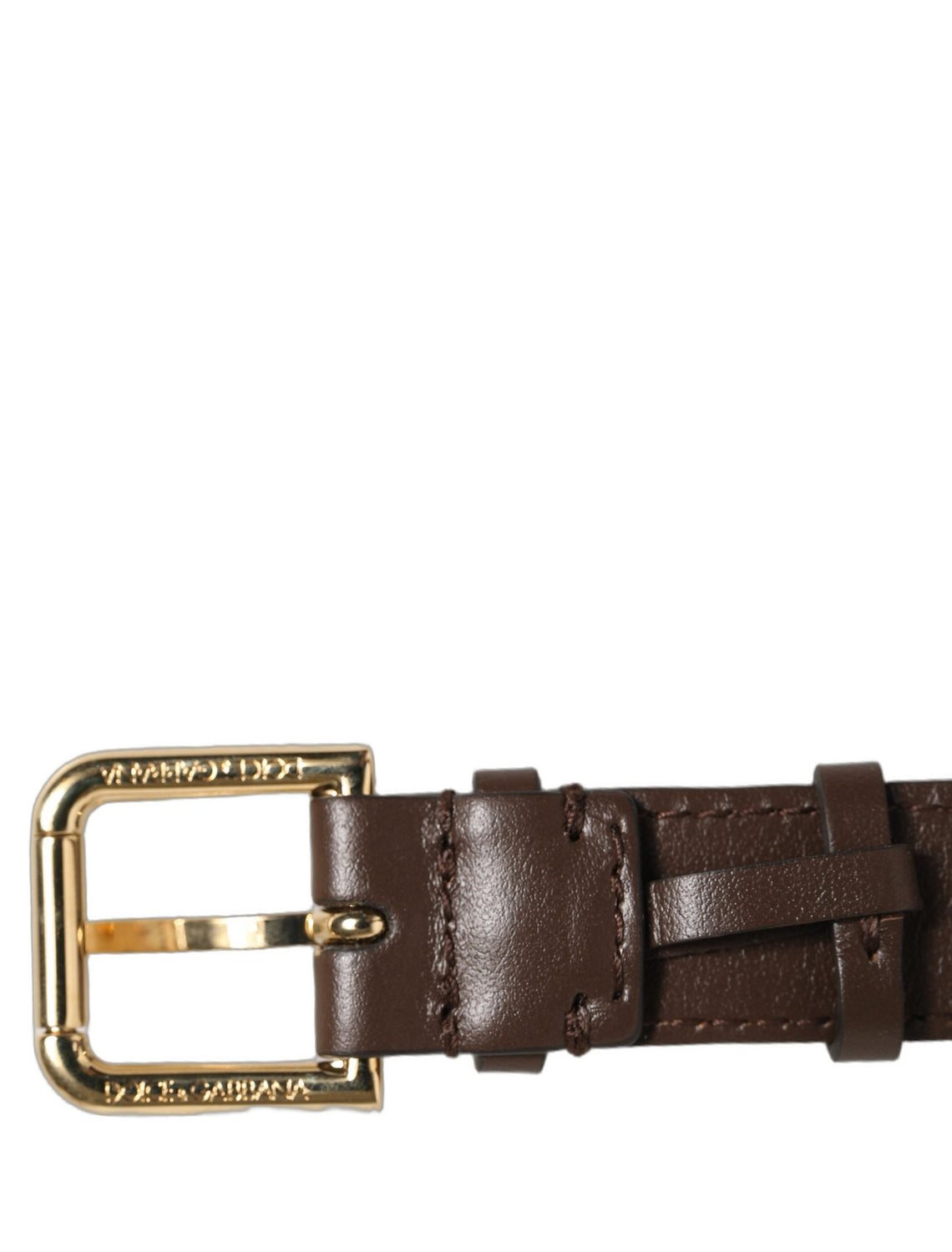 Brown Calfskin Leather Gold Buckle Belt Strap Bracelet