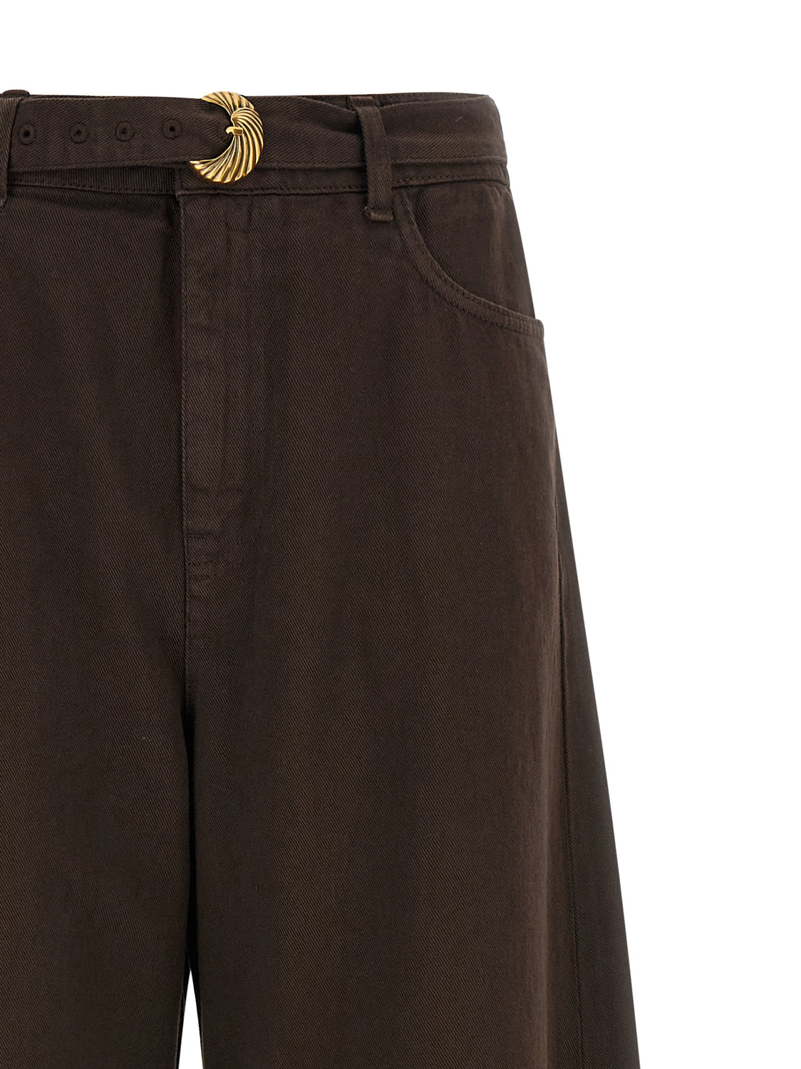 Brown Cotton High-Waisted Jean