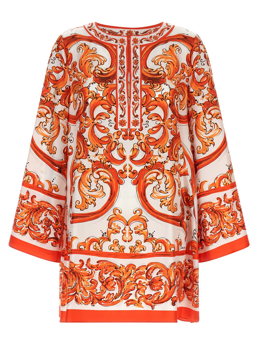 Orange Silk Short Dress