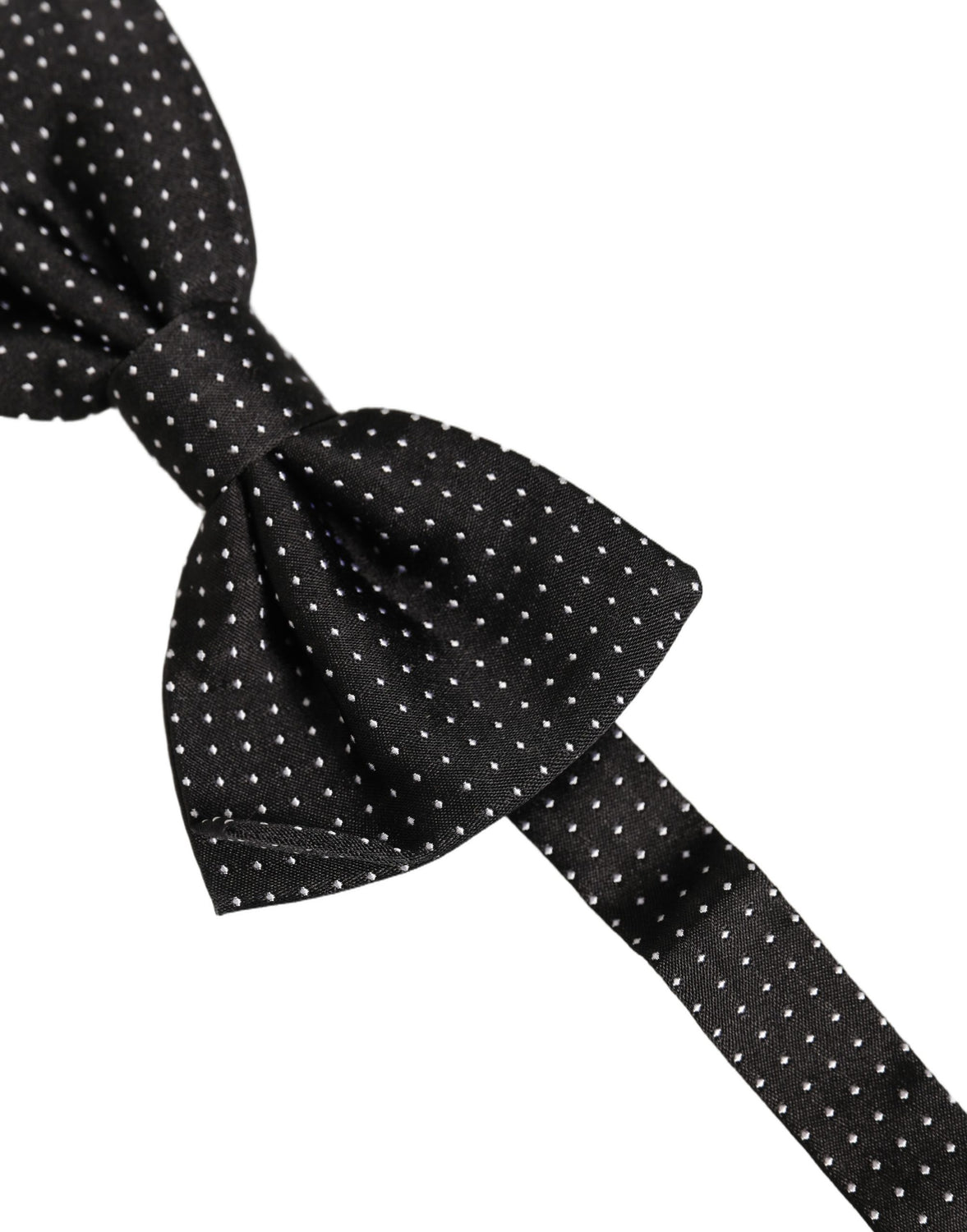 Men Black Polka Dot Silk Adjustable Neck Papillon Bow Tie