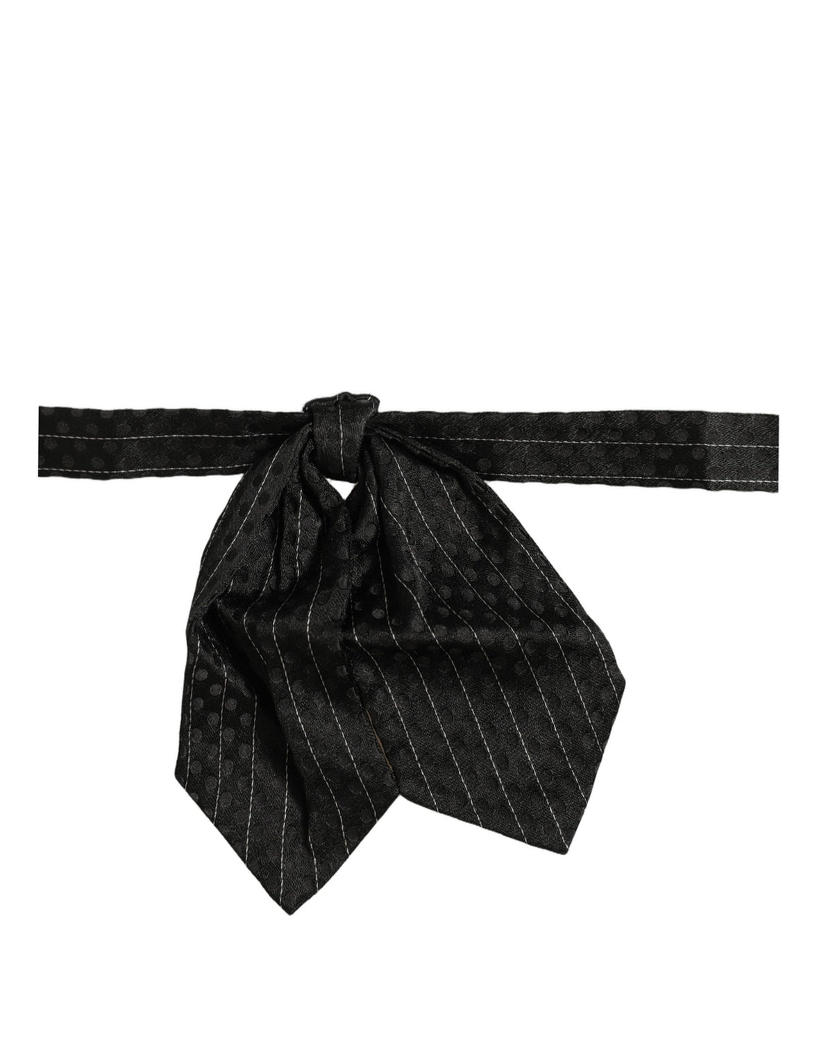 Men Black Pinstripe Silk Adjustable Neck Papillon Bow Tie