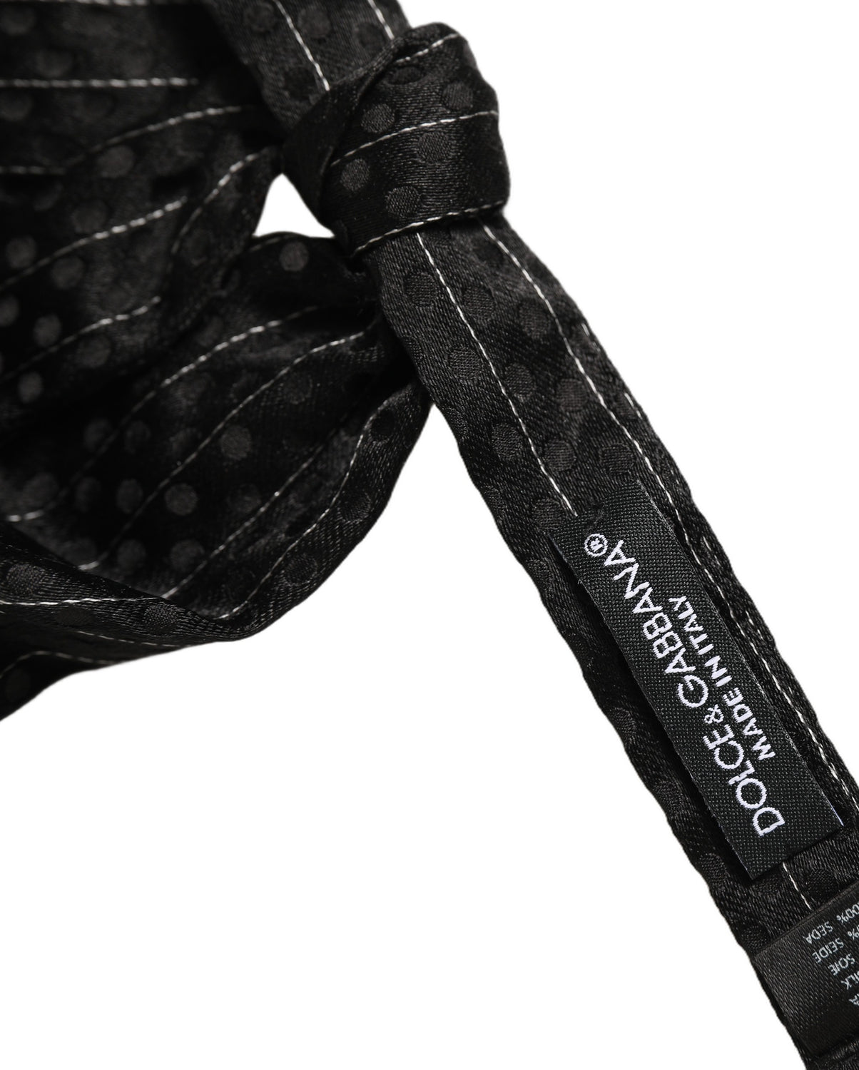 Men Black Pinstripe Silk Adjustable Neck Papillon Bow Tie