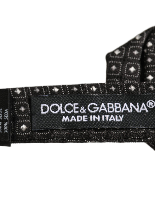 Men Dark Gray Polka Dot Silk Adjustable Neck Papillon Bow Tie