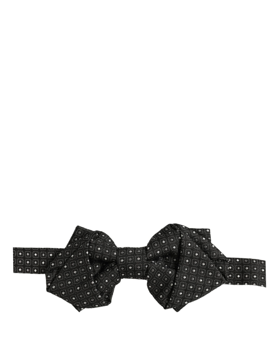 Men Black Polka Dot Silk Adjustable Neck Papillon Bow Tie