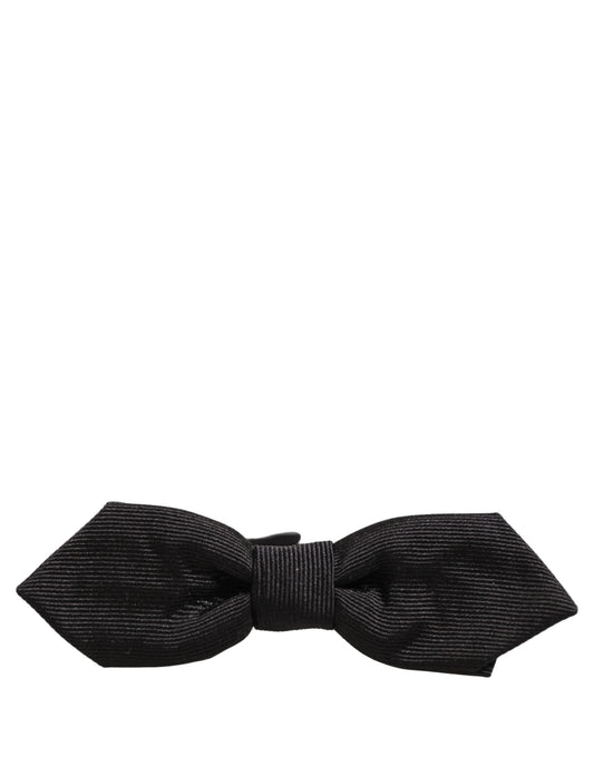 Men Black 100% Silk Adjustable Neck Papillon Bow Tie