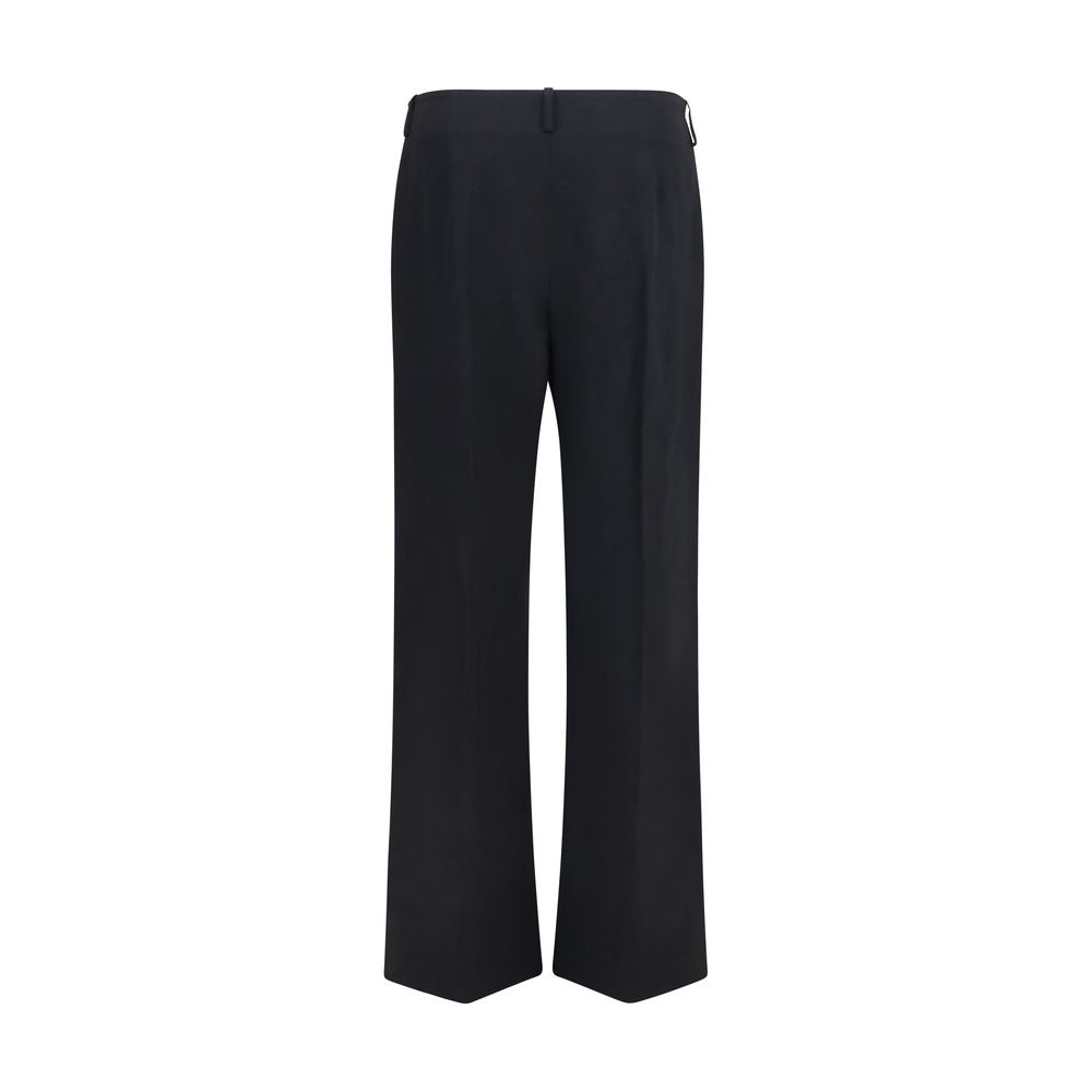Black Polyester Casual Pants