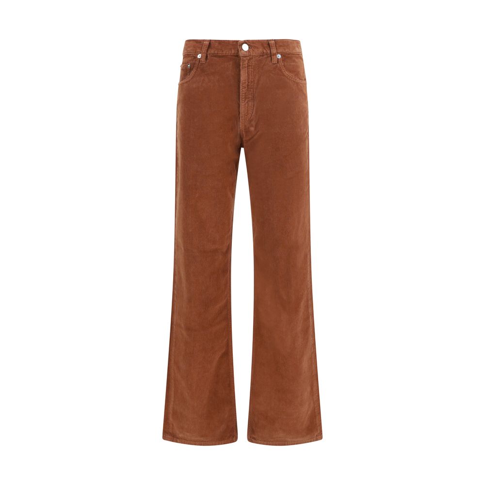 Brown Cotton Casual Pants