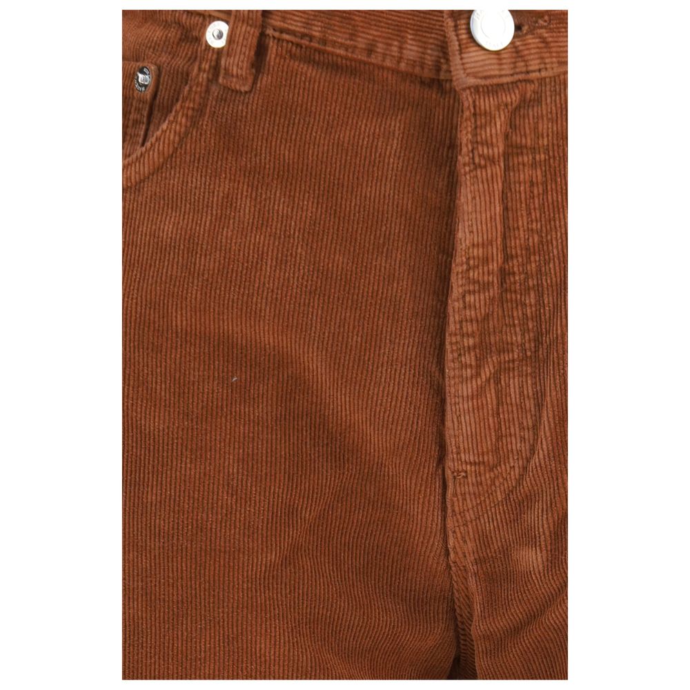 Brown Cotton Casual Pants