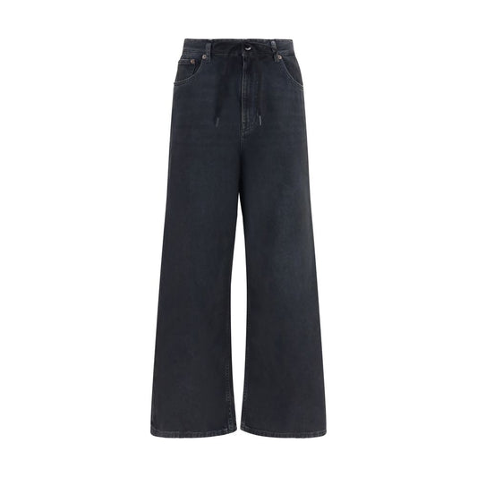 Black Cotton Relaxed Fit Jeans