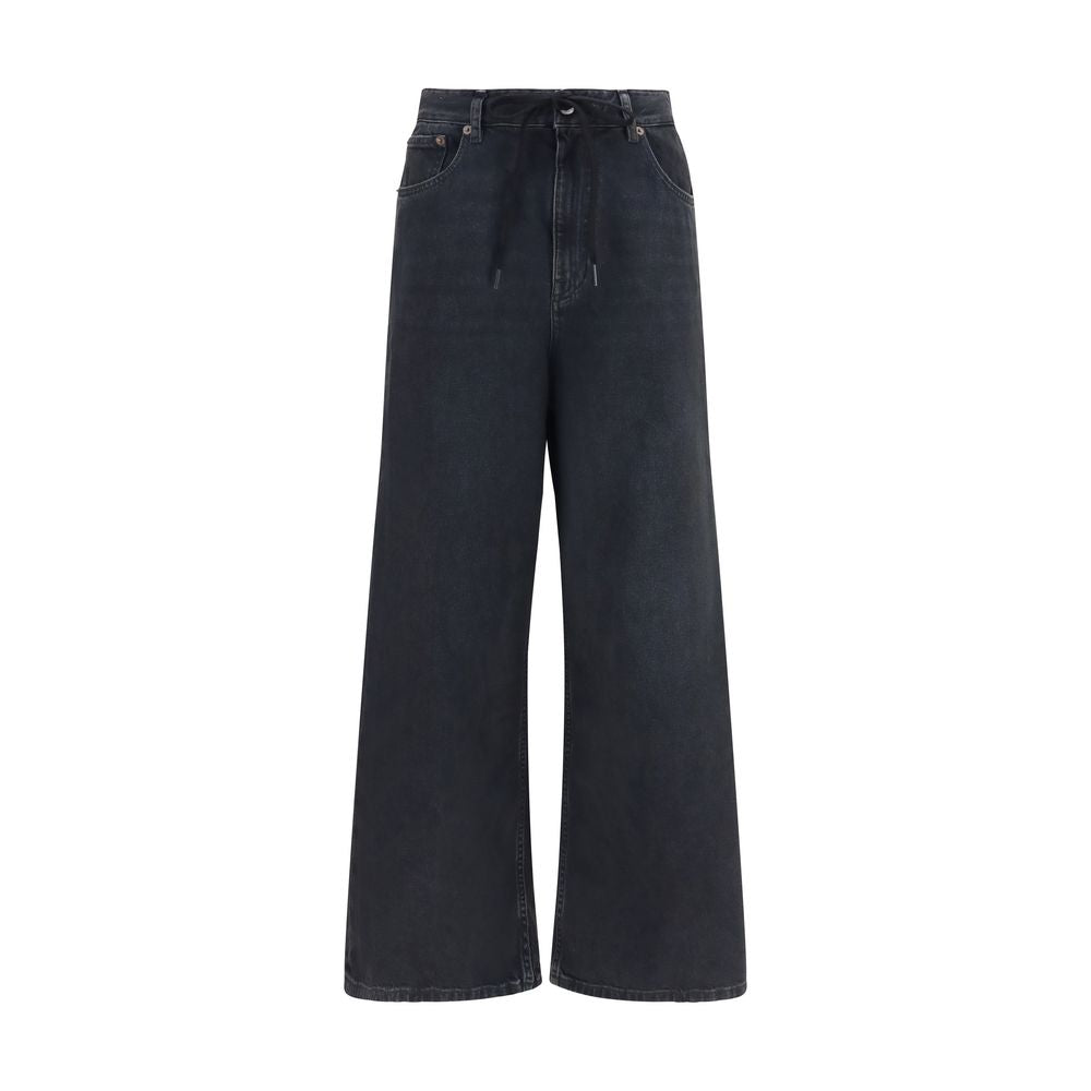 Black Cotton Relaxed Fit Jeans